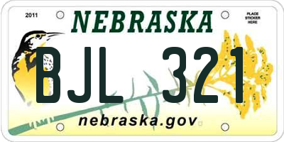 NE license plate BJL321