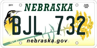 NE license plate BJL732