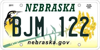NE license plate BJM122