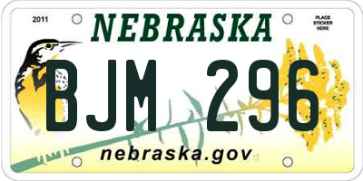 NE license plate BJM296