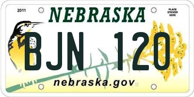 NE license plate BJN120