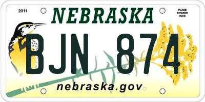 NE license plate BJN874