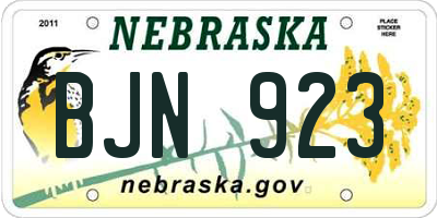 NE license plate BJN923