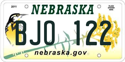 NE license plate BJO122