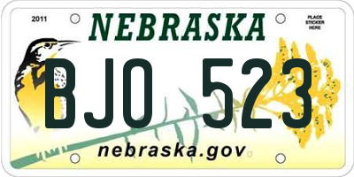 NE license plate BJO523