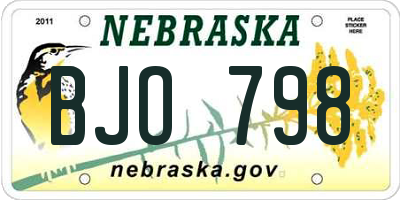 NE license plate BJO798