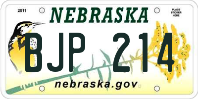 NE license plate BJP214