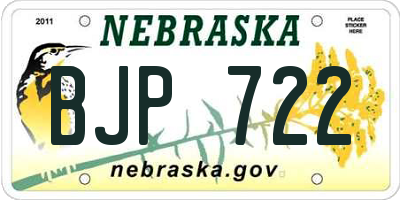 NE license plate BJP722