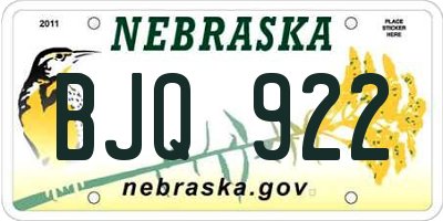 NE license plate BJQ922