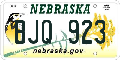 NE license plate BJQ923