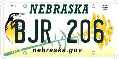 NE license plate BJR206