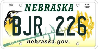 NE license plate BJR226