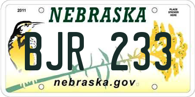 NE license plate BJR233