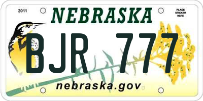 NE license plate BJR777