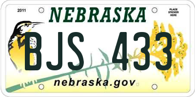 NE license plate BJS433