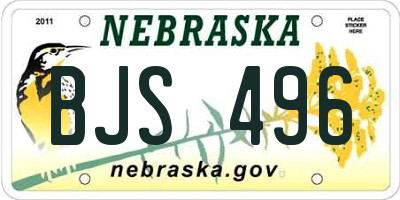 NE license plate BJS496