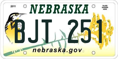 NE license plate BJT251