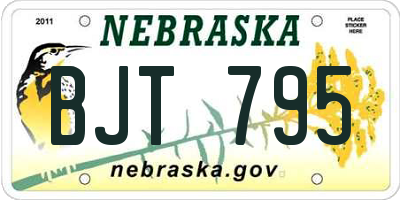 NE license plate BJT795