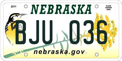 NE license plate BJU036