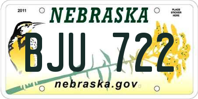 NE license plate BJU722
