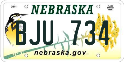 NE license plate BJU734