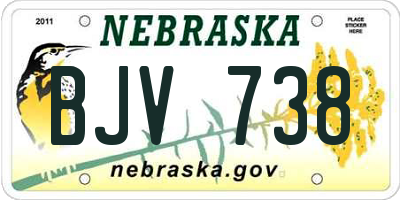 NE license plate BJV738