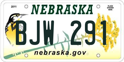 NE license plate BJW291
