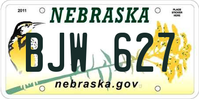 NE license plate BJW627