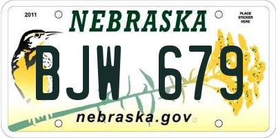NE license plate BJW679