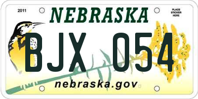 NE license plate BJX054