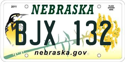 NE license plate BJX132