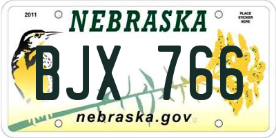 NE license plate BJX766