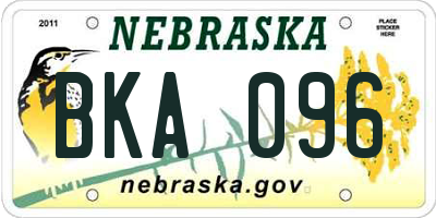 NE license plate BKA096