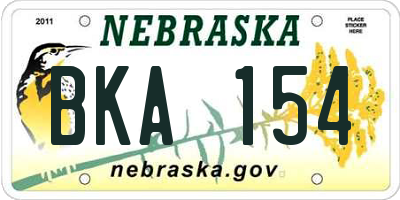 NE license plate BKA154