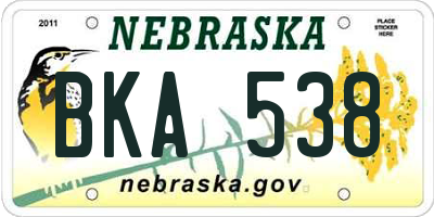 NE license plate BKA538
