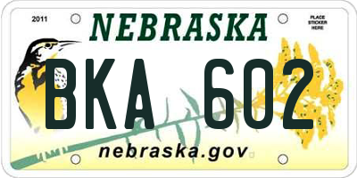 NE license plate BKA602