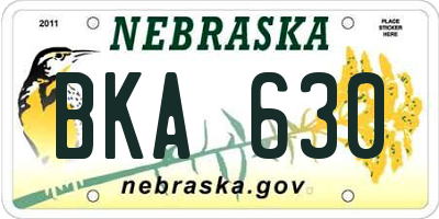 NE license plate BKA630