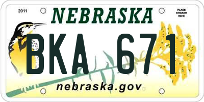 NE license plate BKA671