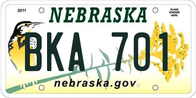 NE license plate BKA701