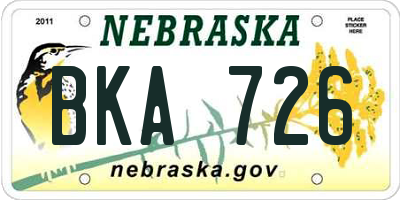 NE license plate BKA726