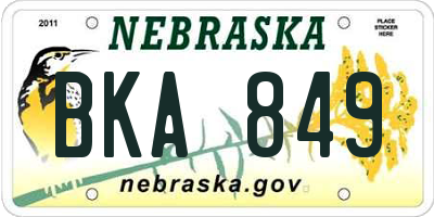 NE license plate BKA849