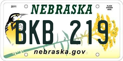 NE license plate BKB219