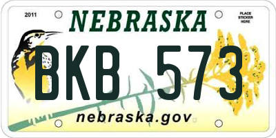 NE license plate BKB573