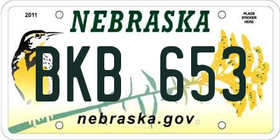 NE license plate BKB653
