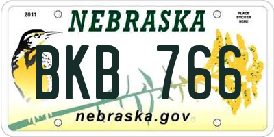 NE license plate BKB766