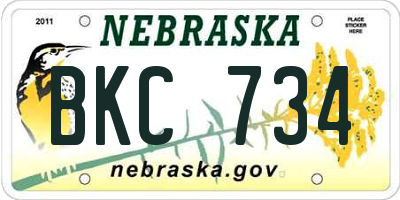 NE license plate BKC734