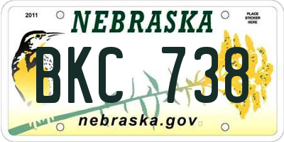 NE license plate BKC738