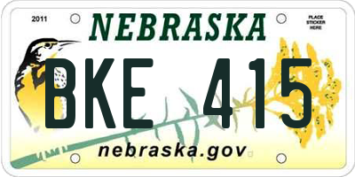 NE license plate BKE415