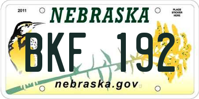 NE license plate BKF192