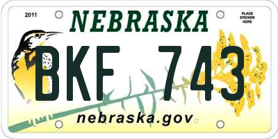 NE license plate BKF743